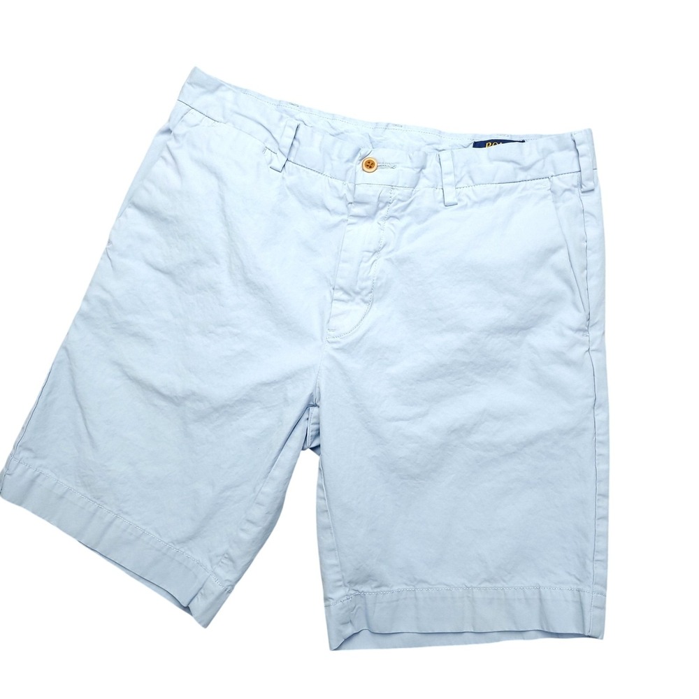 Polo Ralph Lauren Shorts Mens 33 Blue Pima Cotton Chino Flat Front Casual Preppy